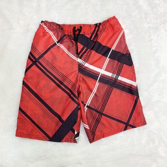 Boy's Joe Boxer Swim Trunks Red Black Sz L 10/12 - Picture 1 of 9